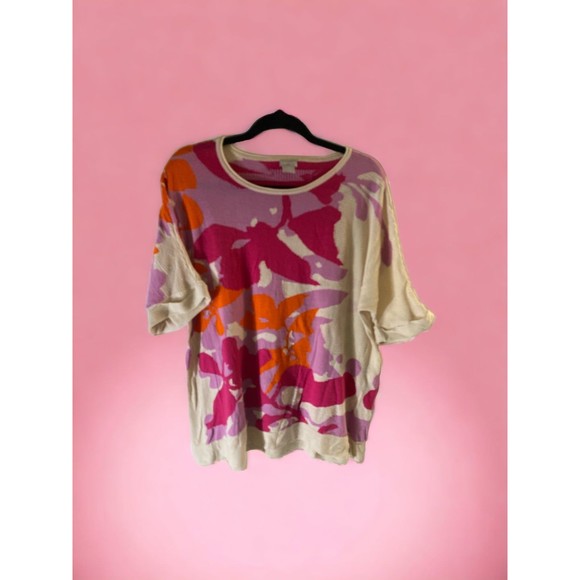 Additions by Chico's Women's Watercolor Pink /Orange Dolman Cuff Sleeves  XL (3) - Picture 1 of 10